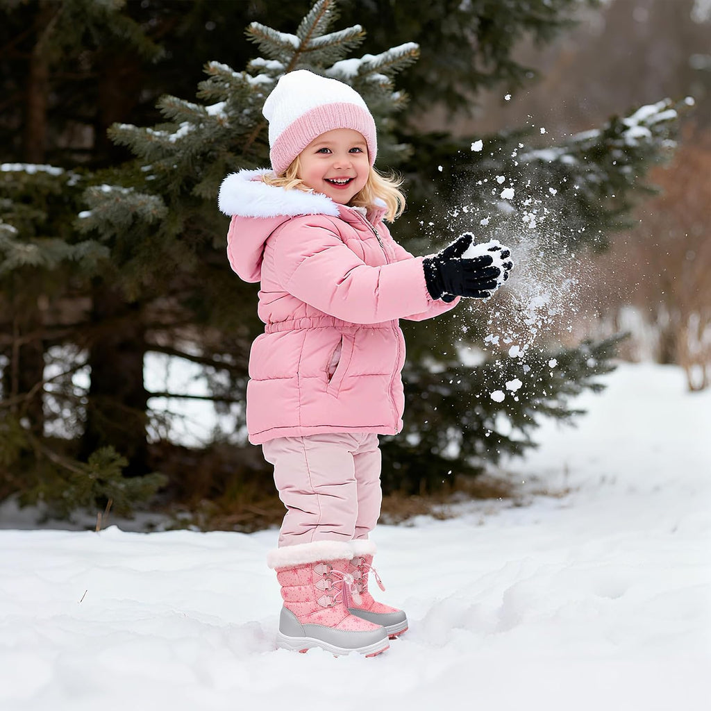 Kids Boys Girls Snow Boots Warm Winter Boots Water-resistant | Toddler/Little Kid,Water-Resistant,Side Zipper,Thick