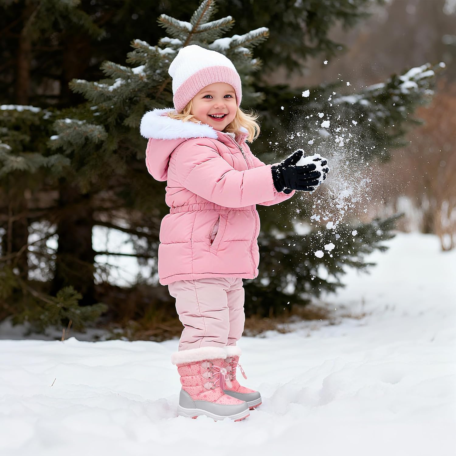 Kids Boys Girls Snow Boots Warm Winter Boots Water-resistant | Toddler/Little Kid,Water-Resistant,Side Zipper,Thick