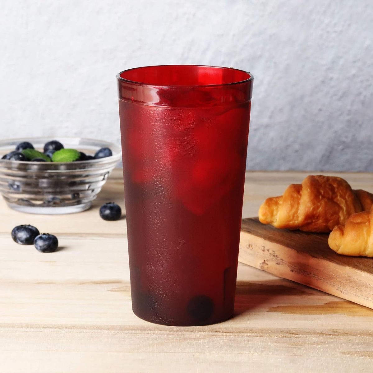 Restaurant-Grade Polycarbonate Beverage Tumblers, 16 oz, Red, Set of 12
