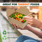 48 oz To Go Boxes, Paper Take Out Containers, Lunch Meal Food Boxes Disposable, Microwave Safe, Leak Grease Resistant