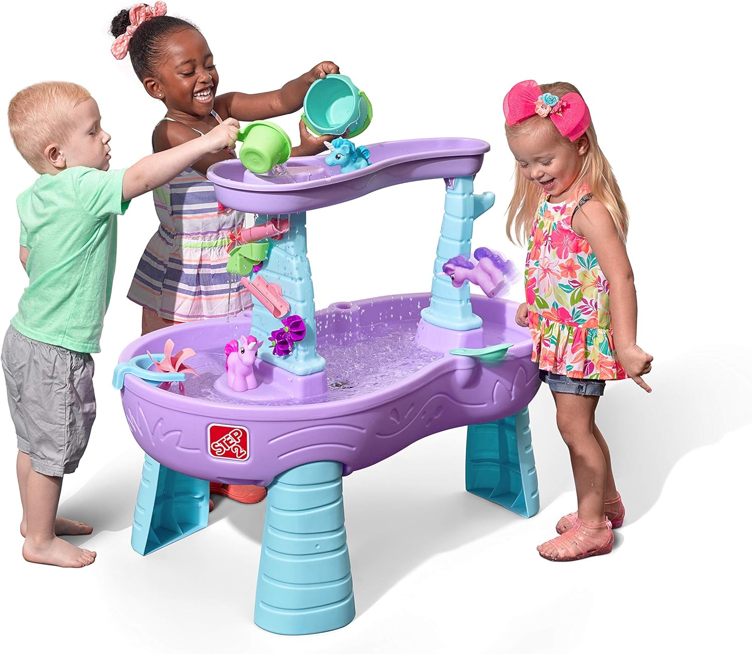 Step2 Rain Showers and Unicorns Water Table for Kids, Toddler Outdoor Sensory Play Table, 13 Accessories, Pink, Ages