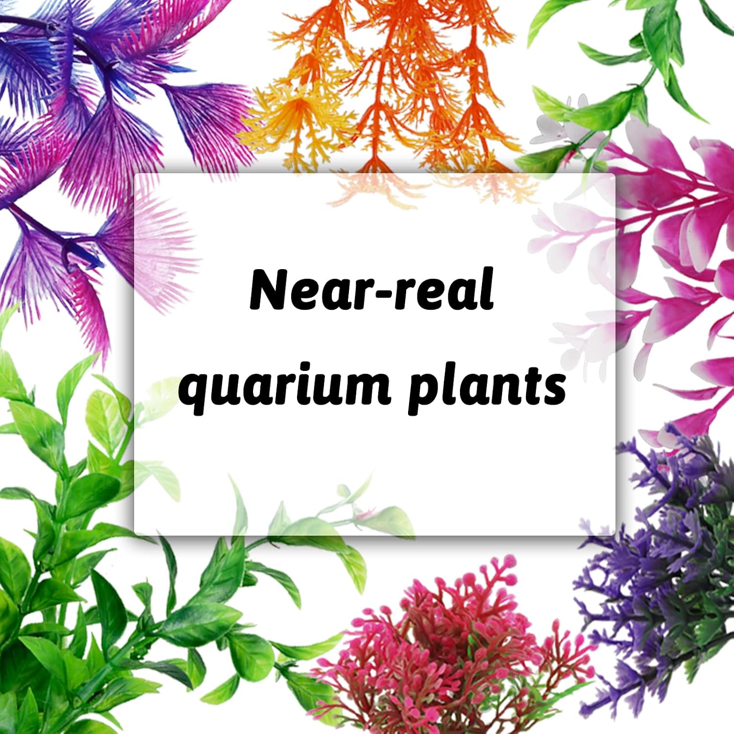 Fish Tank Decorations Plants with Resin Broken Barrel and Cave Rock View, 15pcs Aquarium Decorations Plants