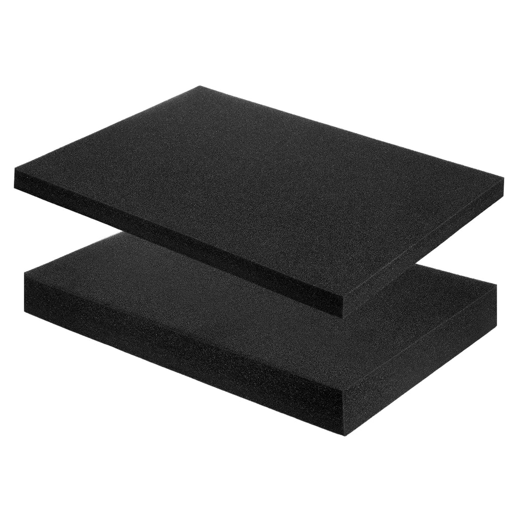 2 Pcs Black Foam Inserts 16"Lx8"Wx2"T & 16"Lx12"Wx1"T