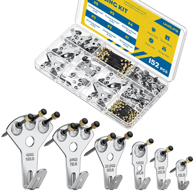 152 Pcs Heavy Duty Picture Hanging Kit,Picture Hanging Hook,Silver