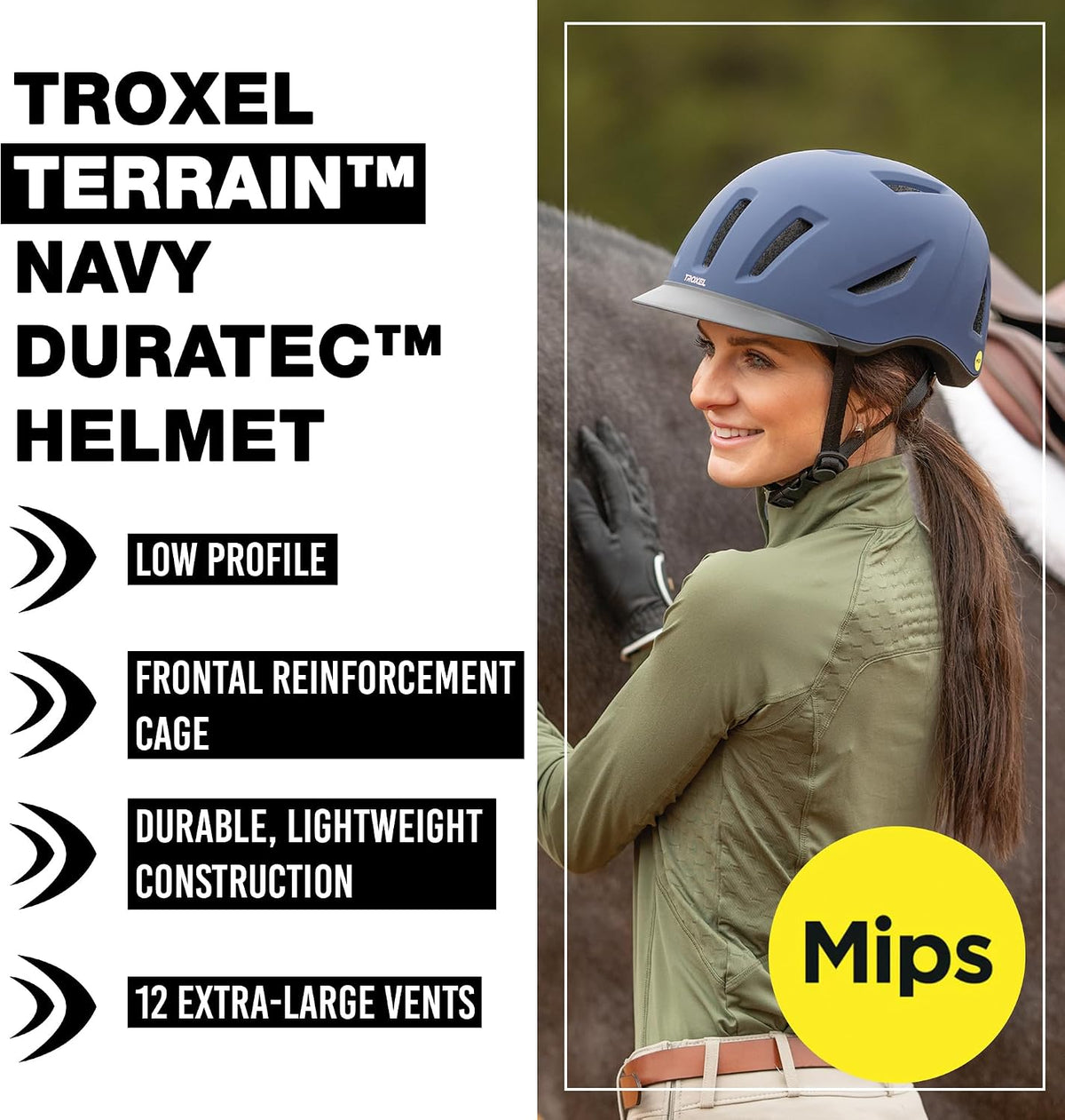 Terrain MIPS Cooling Horse Riding Helmet, Low-Profile, Micro-Adjustable Design, Horseback Riding Gear, Medium