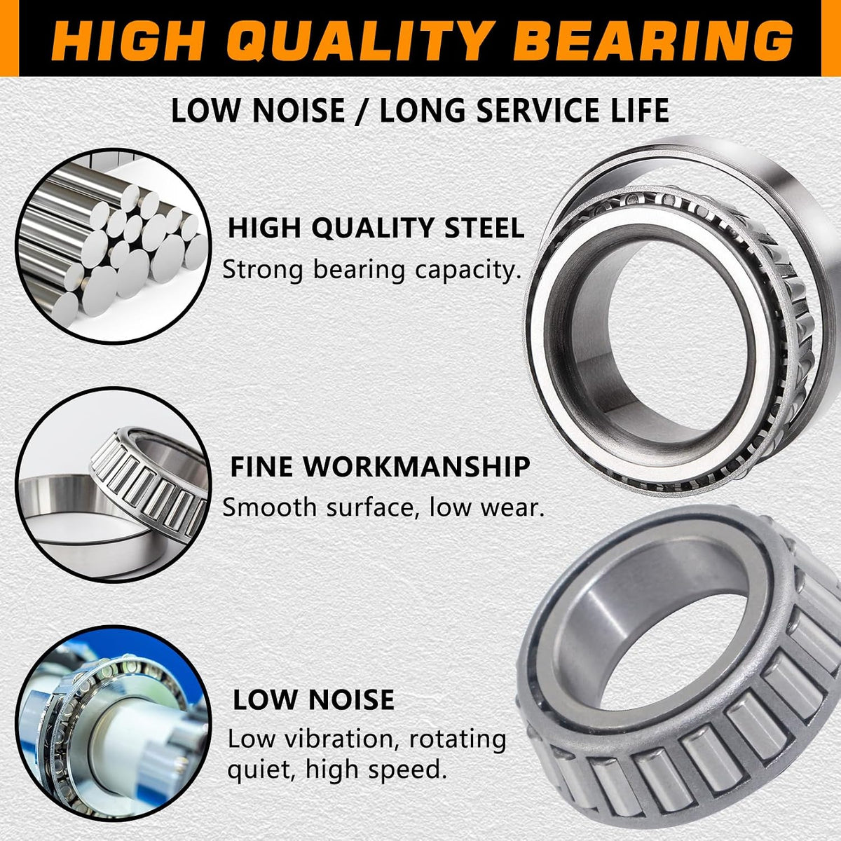 2 Sets L68149 L44649 Trailer Hub Bearings Kit with Tang Washers
