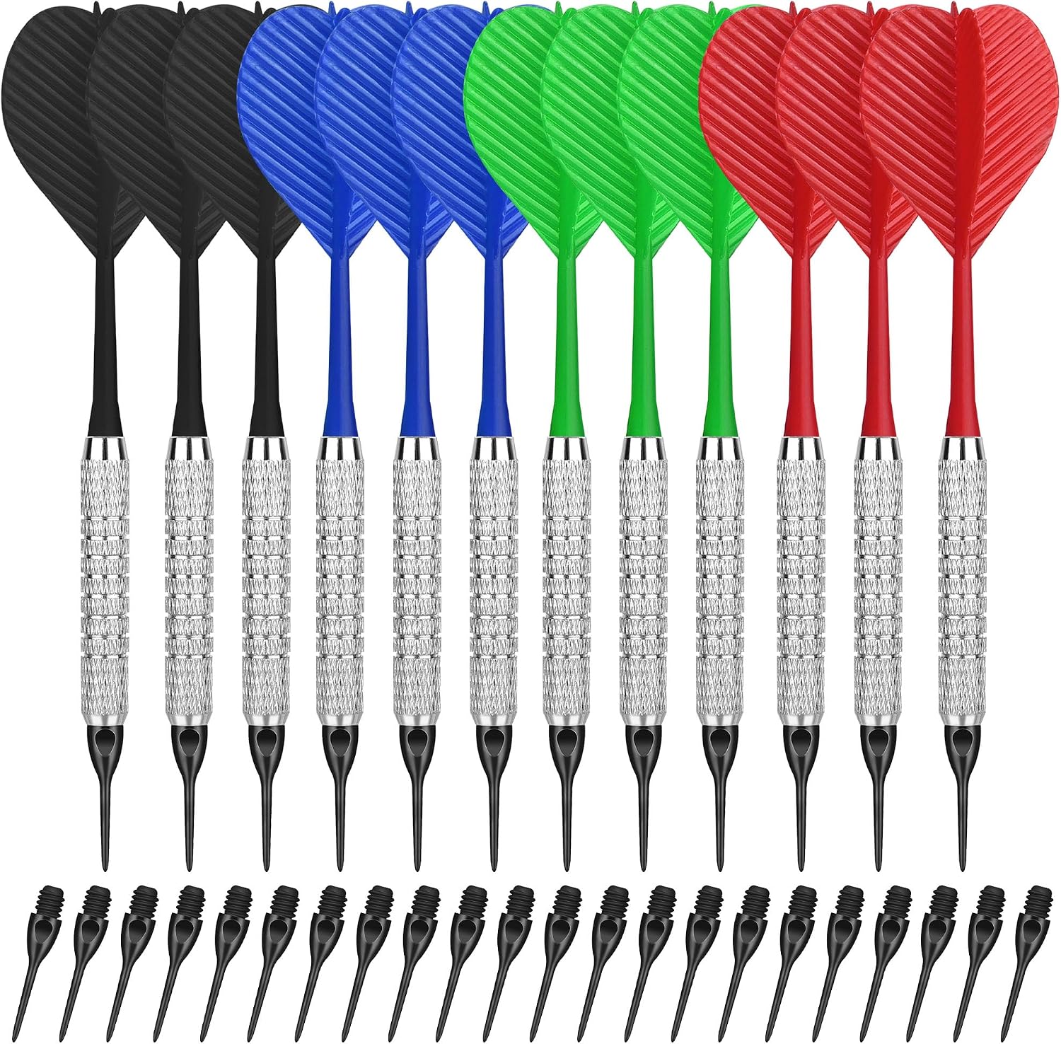 Plastic Tip Darts,12pcs Soft Darts Set with 100 Plastic Tips for Electronic Dartboard