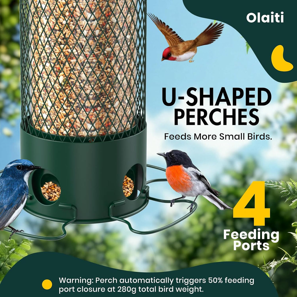 Metal Squirrel Proof Bird Feeders for Outdoors Hanging,Weight-Activated Large Capacity Feeder for Wild Finch