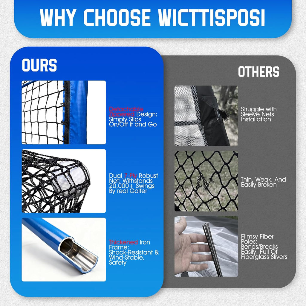 Golf Net with Extra Striking Net, Heavy Duty Golf Practice Hitting Net