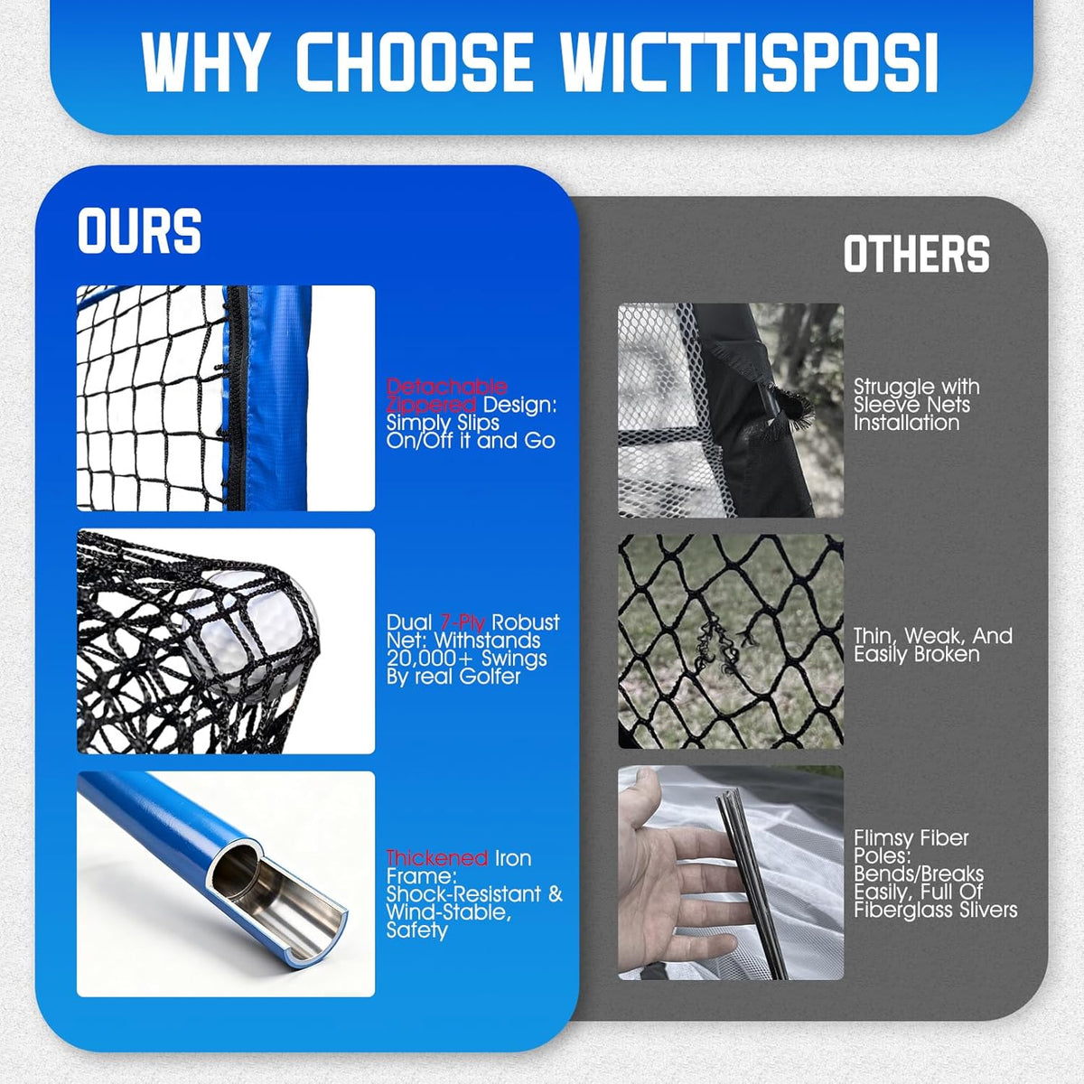 Golf Net with Extra Striking Net, Heavy Duty Golf Practice Hitting Net
