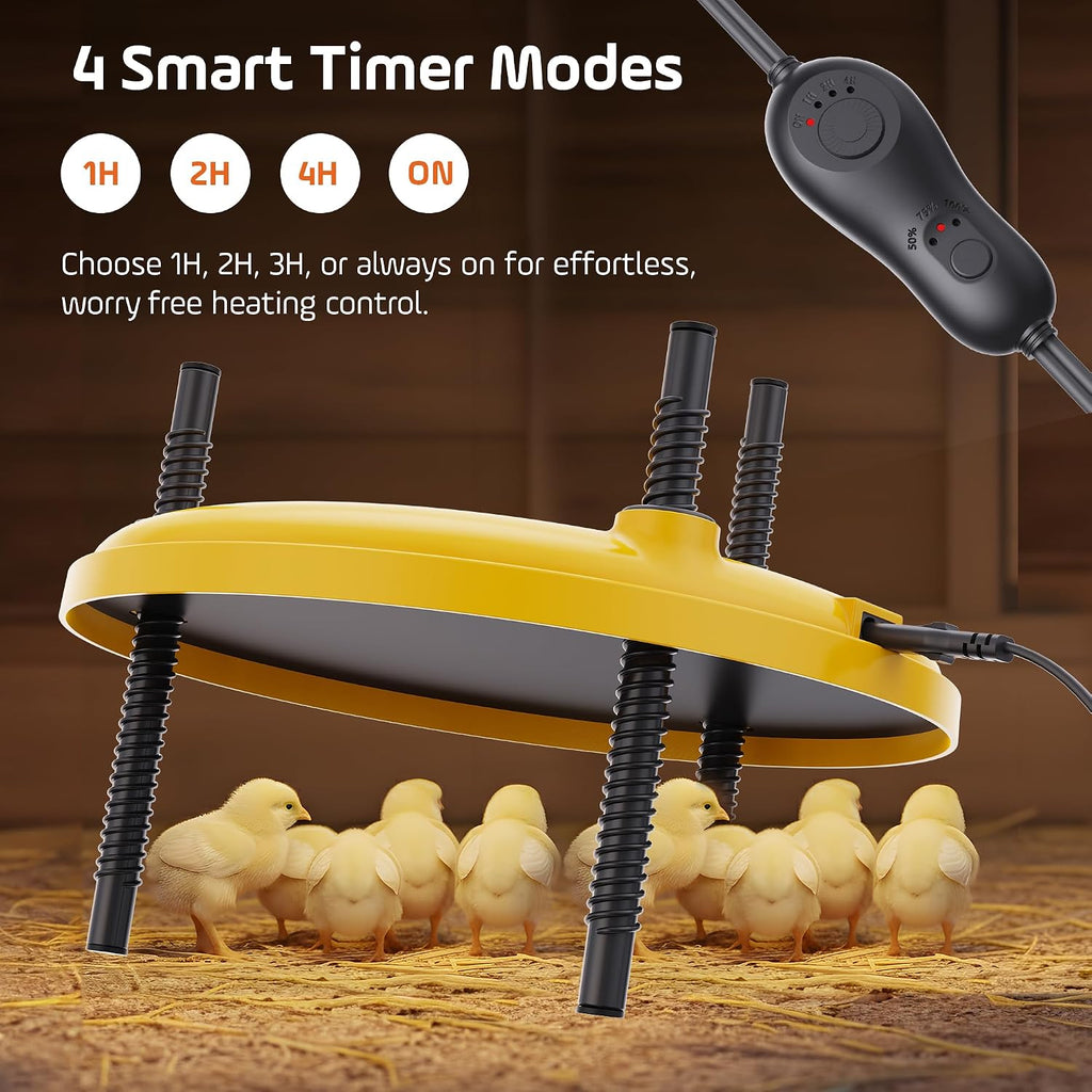 Heat Plate for Chicks, 35W Brooder Plate for Chicks, 12''x12'' Adjustable 3 Levels Temperature Supports a Timer Function