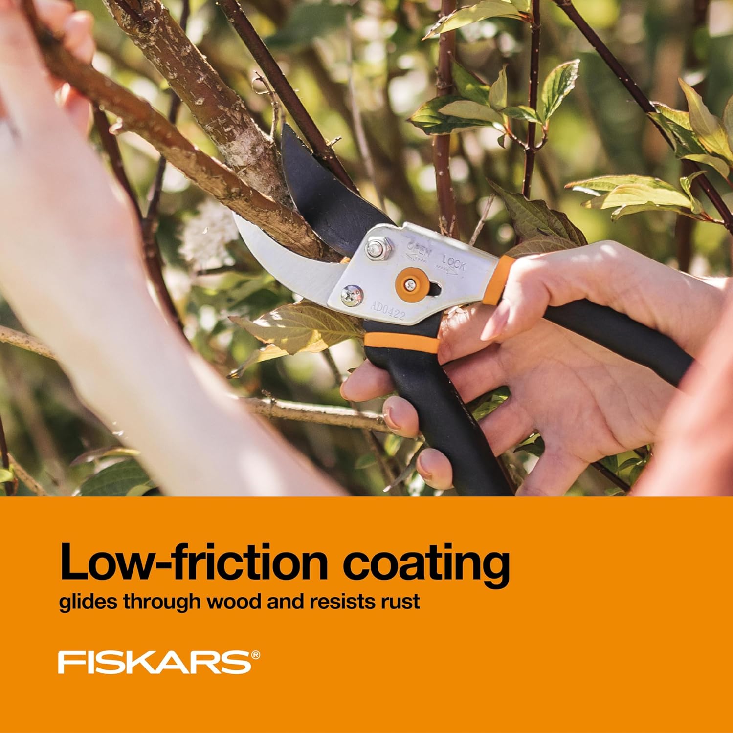 Bypass Pruning Shears, 5/8" Cut Capacity Gardening Scissors, Self-Cleaning Sap Groove Prevents Sticking, Non-Slip