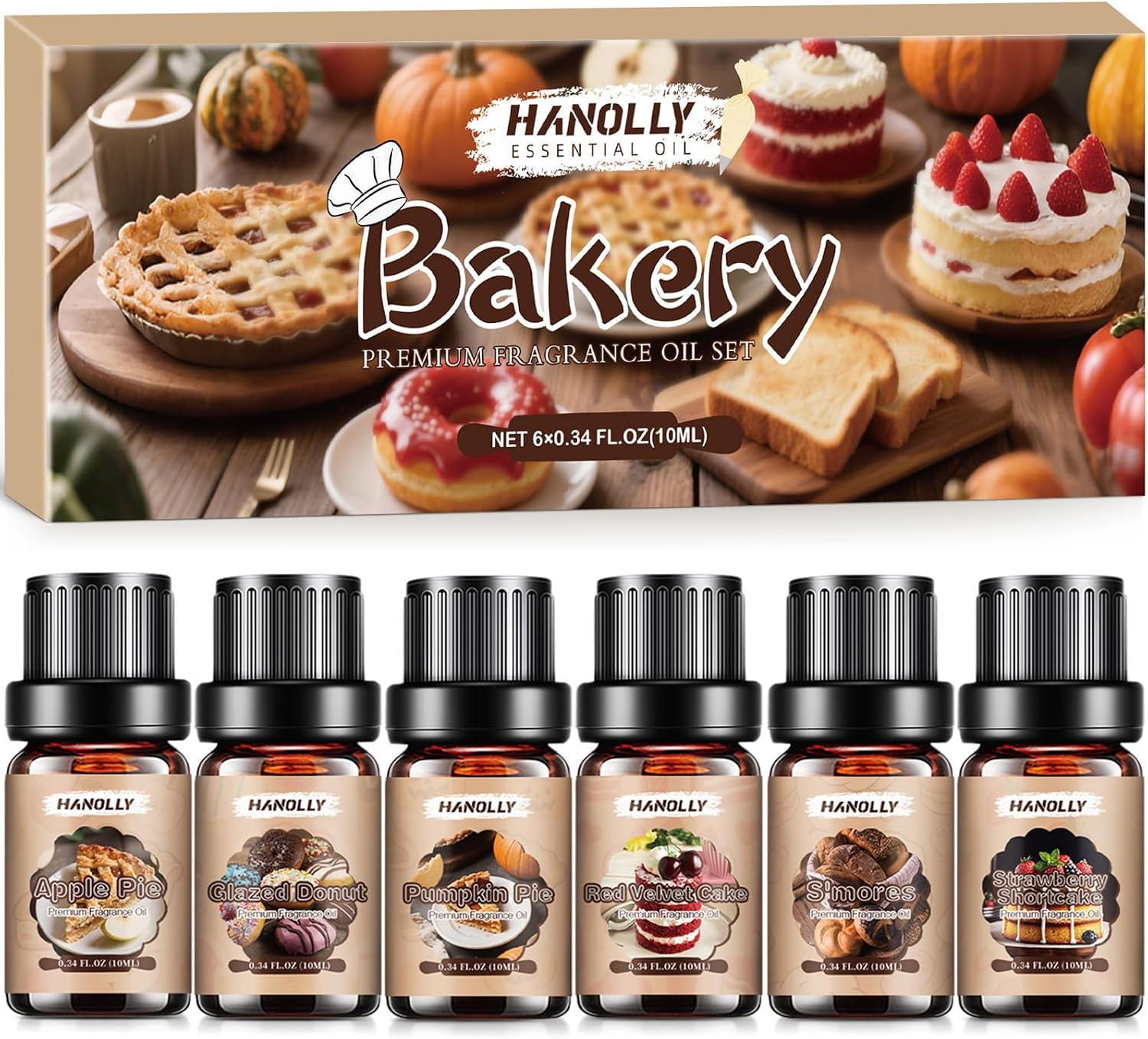Bakery Essential Oils Set,Dessert Fragrance Oil for Candle & Soap Making | 6 Premium Scented Oils for Diffusers