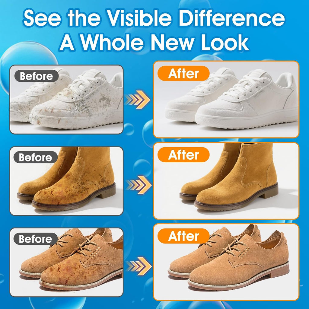 Suede Shoe Cleaner, Suede & Nubuck Cleaner Removes Dirt and Stains, No-Rinse Foam Suede Cleaner Kit for Suede, Nubuck