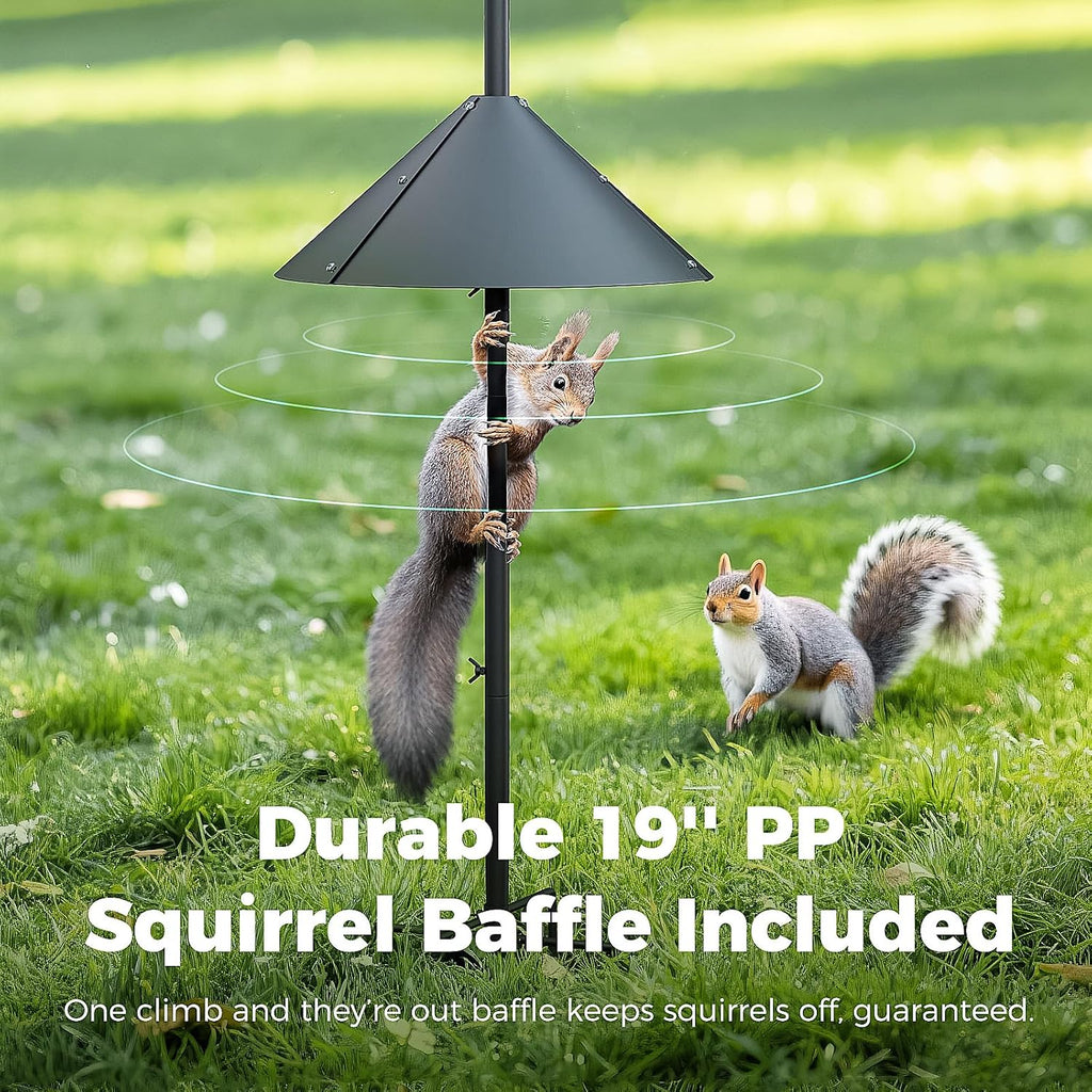 Bird Feeder Pole with Squirrel Baffle, 91'' Inch Heavy-Duty Bird House Pole for Outdoors,Adjustable Height,Universal