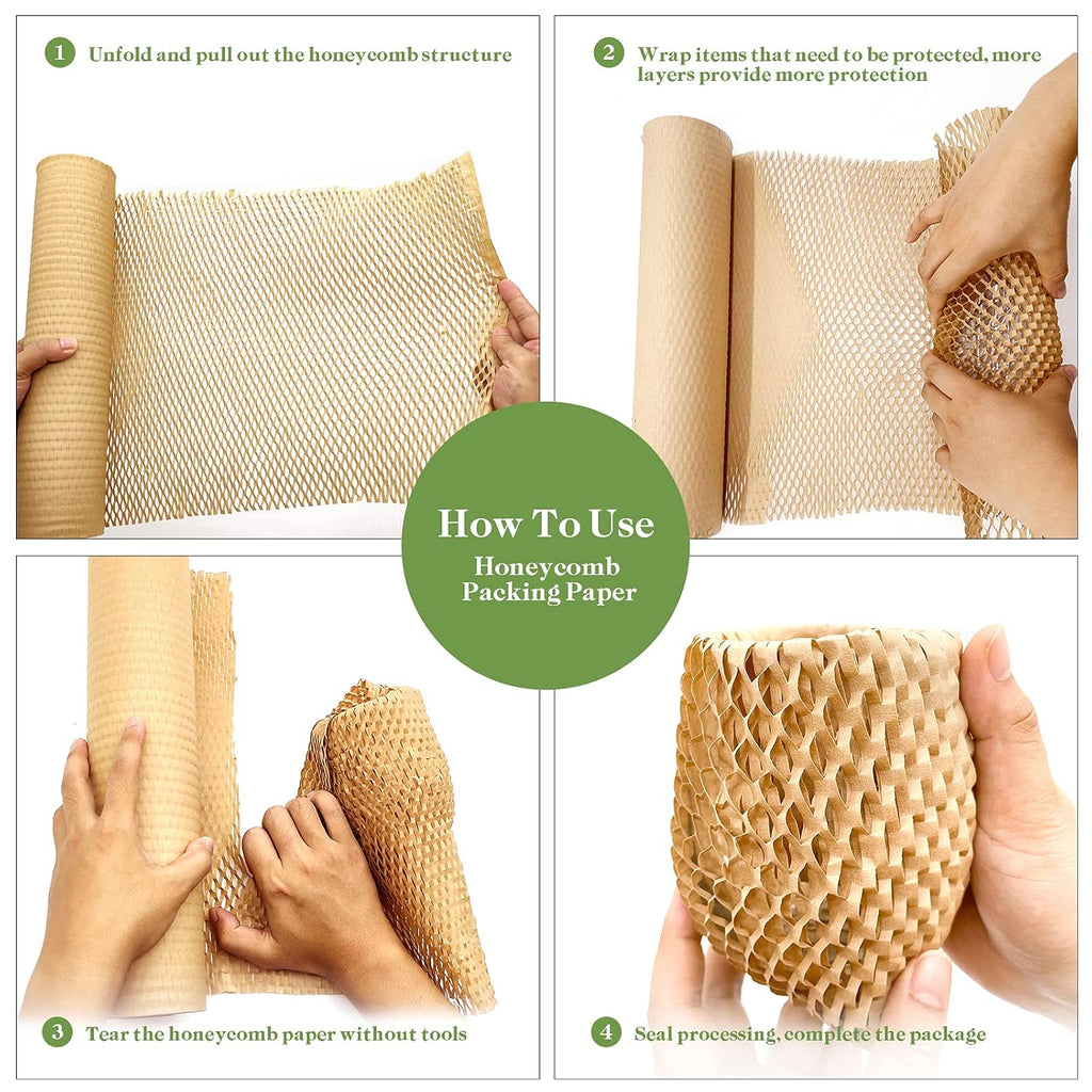 Honeycomb Packing Paper, 15" x 131' Packing Paper Substitute Alternative for Bubble Cushioning Wrap for Moving