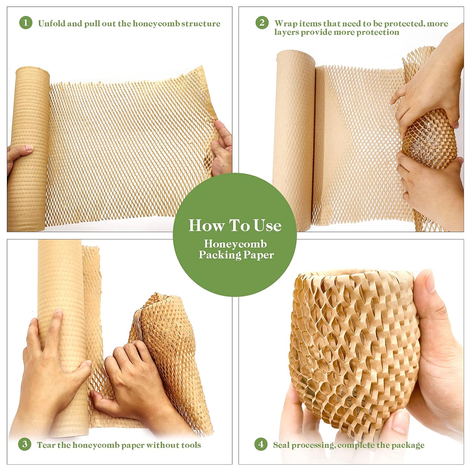 Honeycomb Packing Paper, 15" x 131' Packing Paper Substitute Alternative for Bubble Cushioning Wrap for Moving