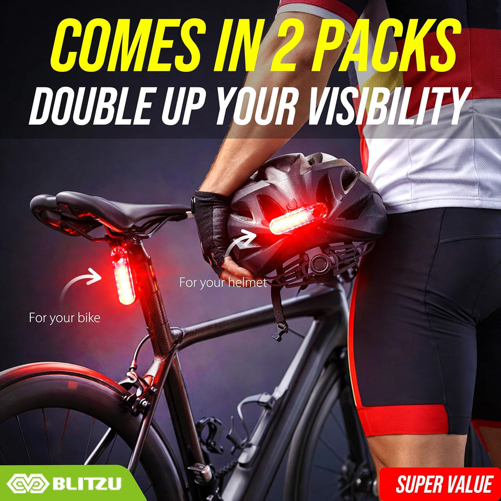 Bike Tail Light, 2 Pack USB-C Rechargeable LED Bicycle Rear Lights | 120T, Bright LED, High Visibility Beam, 4 Modes