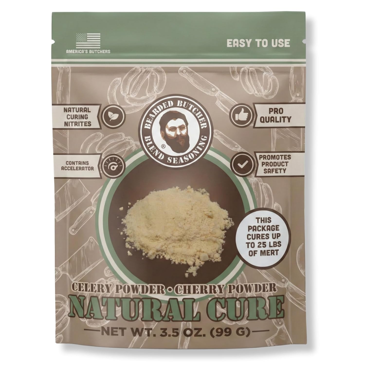 Bearded Butchers Natural Cure, 3.5 oz – Celery Juice Powder & Cherry Powder for 25 lbs Meat - Natural Curing