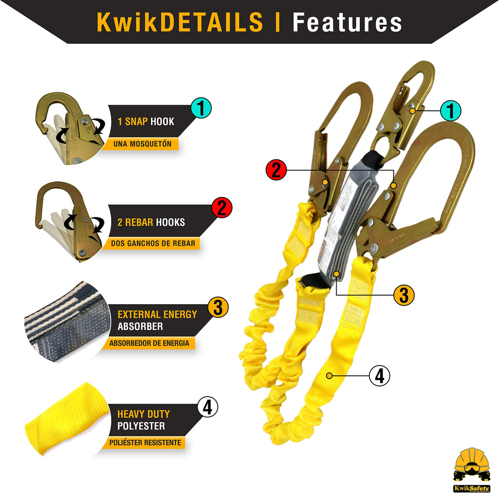 Python Safety Lanyard [4PK] 6FT Double Leg Fall Arrest Gear