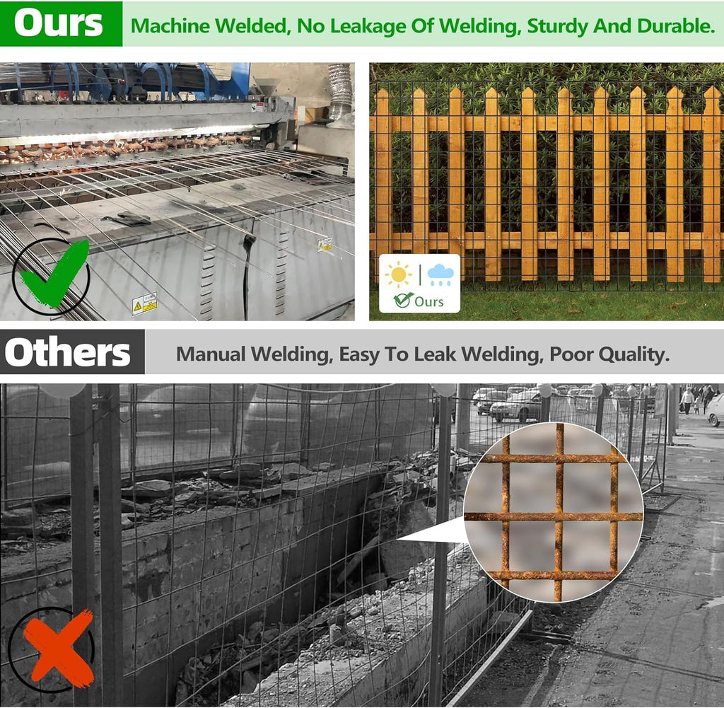 Welded Wire Fence, 50ft(L) x 24inch(H) Garden Fence for Dog, 2 Inch x 3 Inch 16GA Fencing for Chicken, PVC Coated