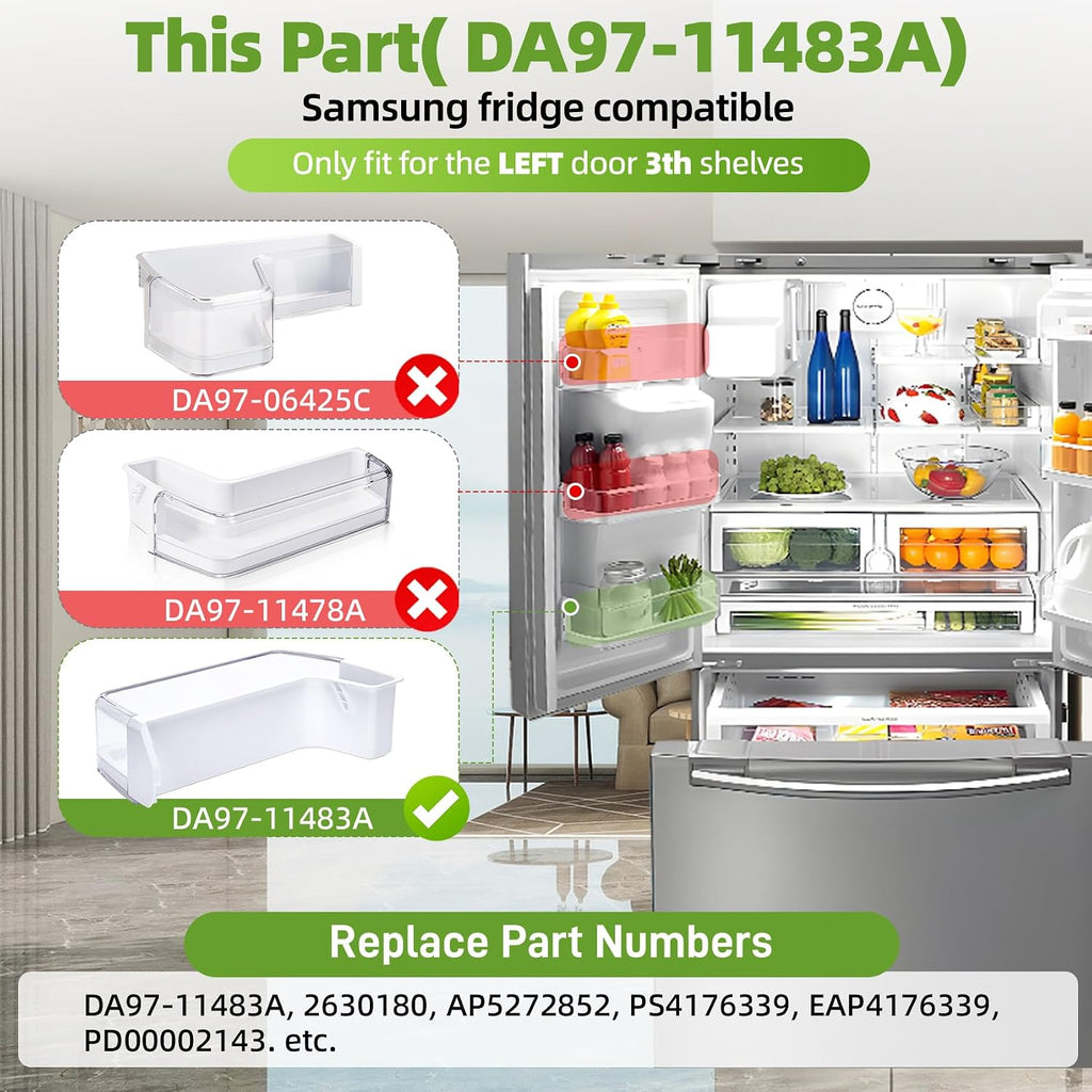 DA97-11483A Refrigerator Door Bin Replacement For Samsung Shelf (Left 3rd)