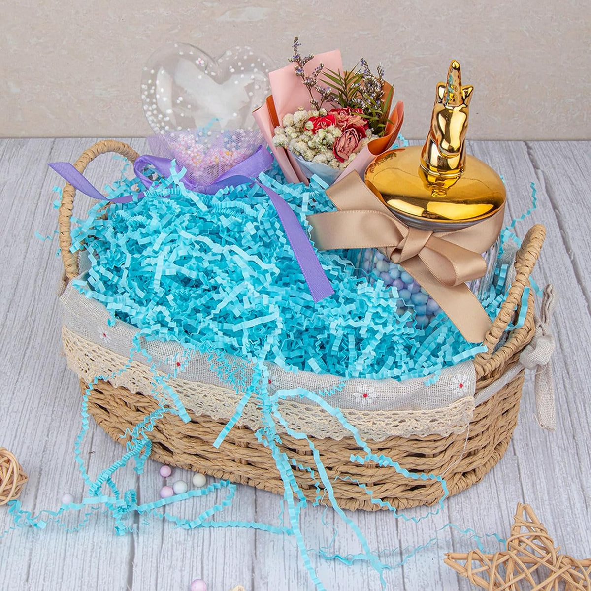Crinkle Cut Paper Shred Filler Gift Cushion Streamer Blue