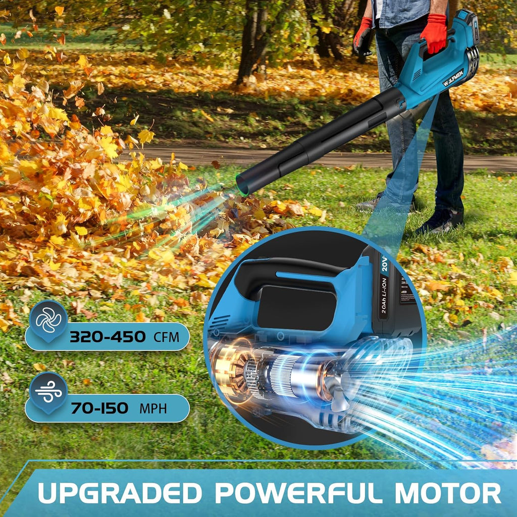 Leaf Blower, Electric Cordless Leaf Blower with 2 Batteries and Charger, 2 Speed Mode, Lightweight Leaf Blowers for
