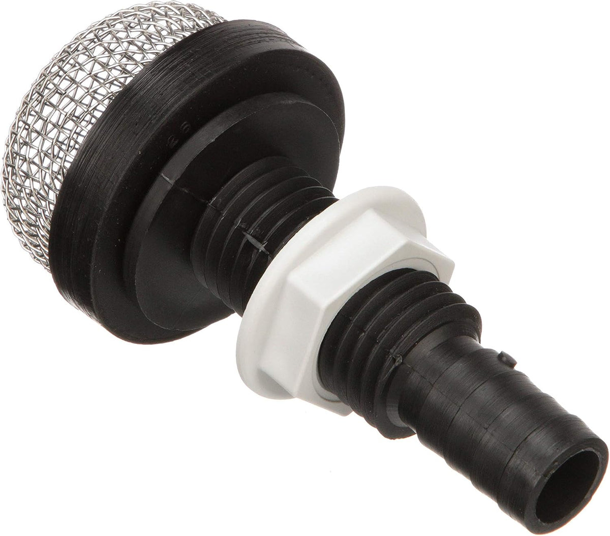 Seachoice Thru-Hull Strainer Mount with Aerator Screen, Fits 3/4 in. Hose, One Size, Black