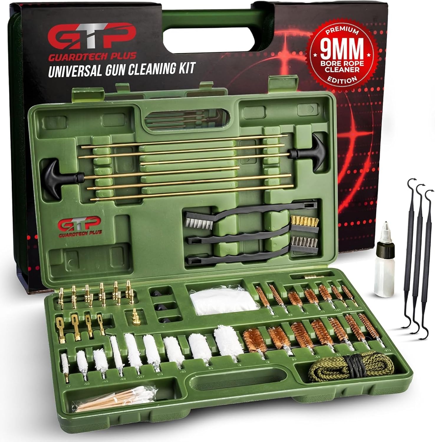 Universal Gun Cleaning Kit - Pro Grade Gun Cleaner and Handgun, Rifle and Shotgun Cleaner with Brass Jags, Cotton