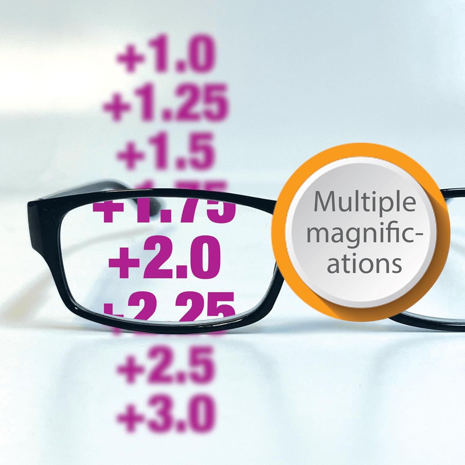 Reading Glasses, Traditional Black Frames, with Spring Loaded Hinges