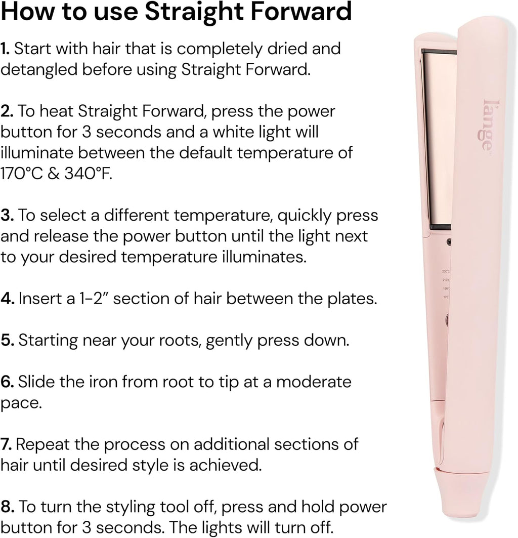 Straight Forward Titanium Flat Iron, 1", Blush | Professional 2-in-1 Hair Styling Iron, Snag-Free Hair Straightener