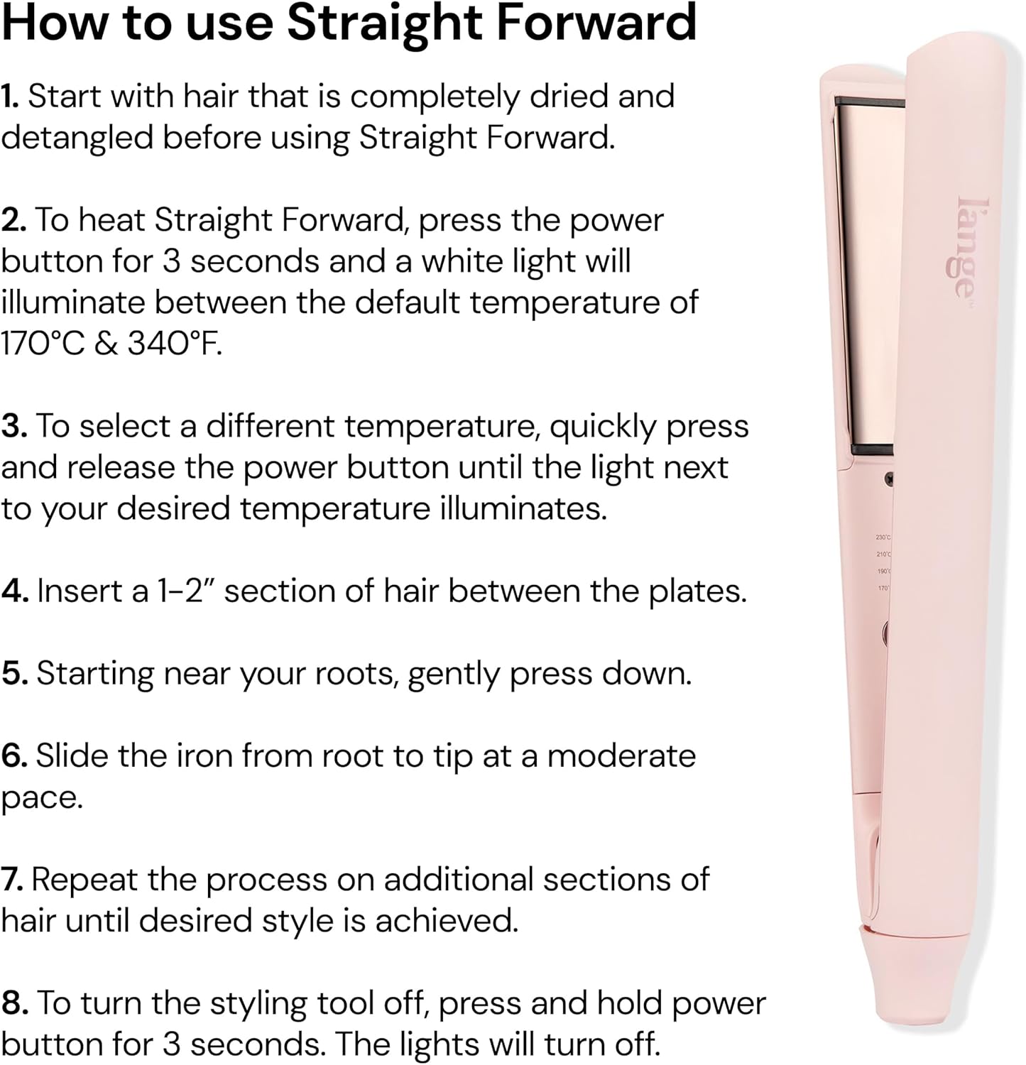 Straight Forward Titanium Flat Iron, 1", Blush | Professional 2-in-1 Hair Styling Iron, Snag-Free Hair Straightener