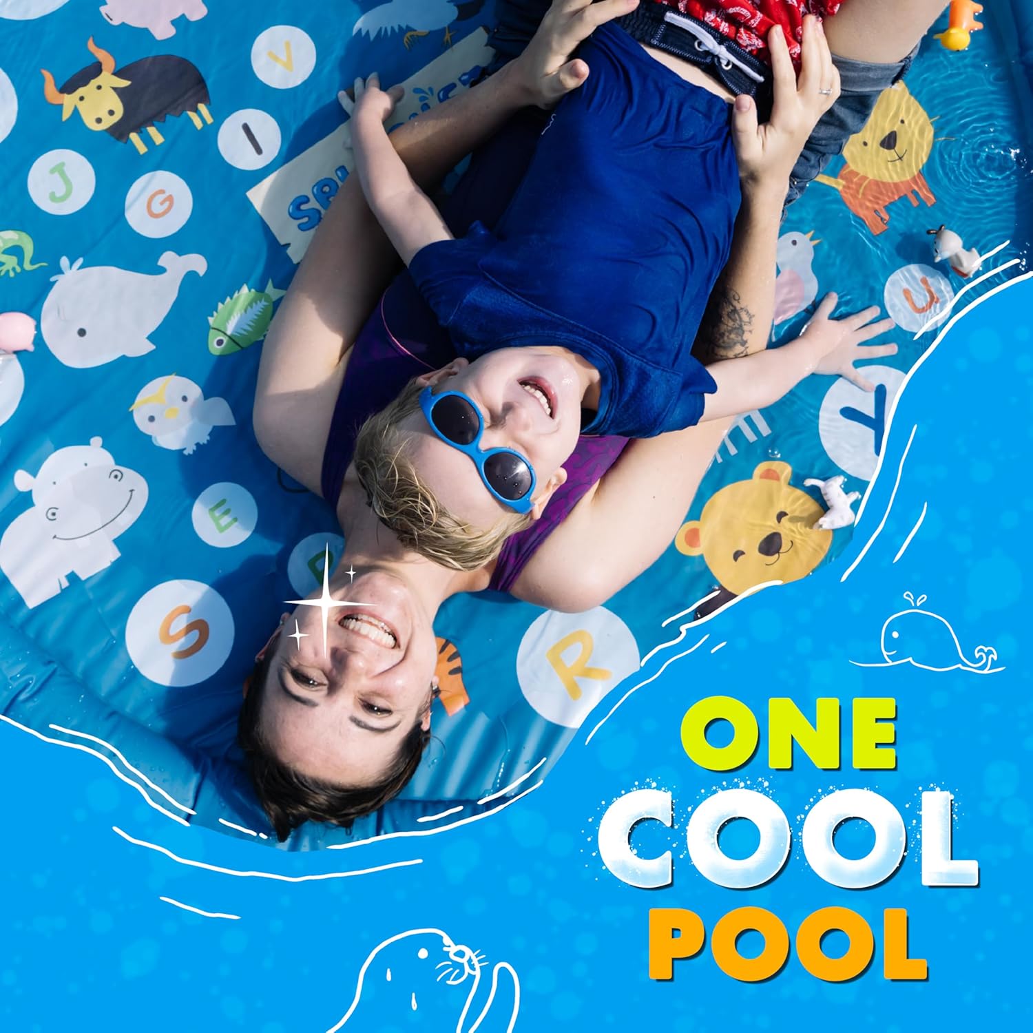 3-in-1 Splash Pad, Sprinkler for Kids & Baby Pool for Learning – Toddler Sprinkler Pool, 60’’ Outside Water Toys –