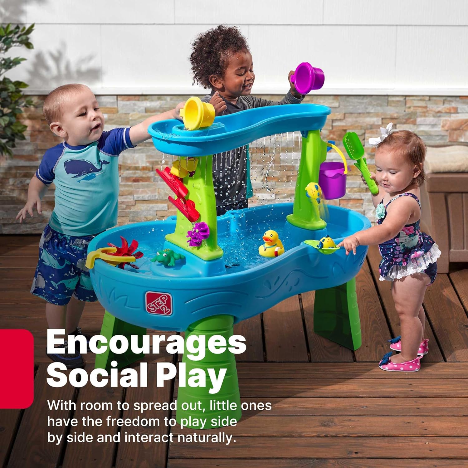 Step2 Rain Showers Splash Pond Water Table, Kids Water and Sand Activity Sensory Playset, Summer Outdoor Toys, 13