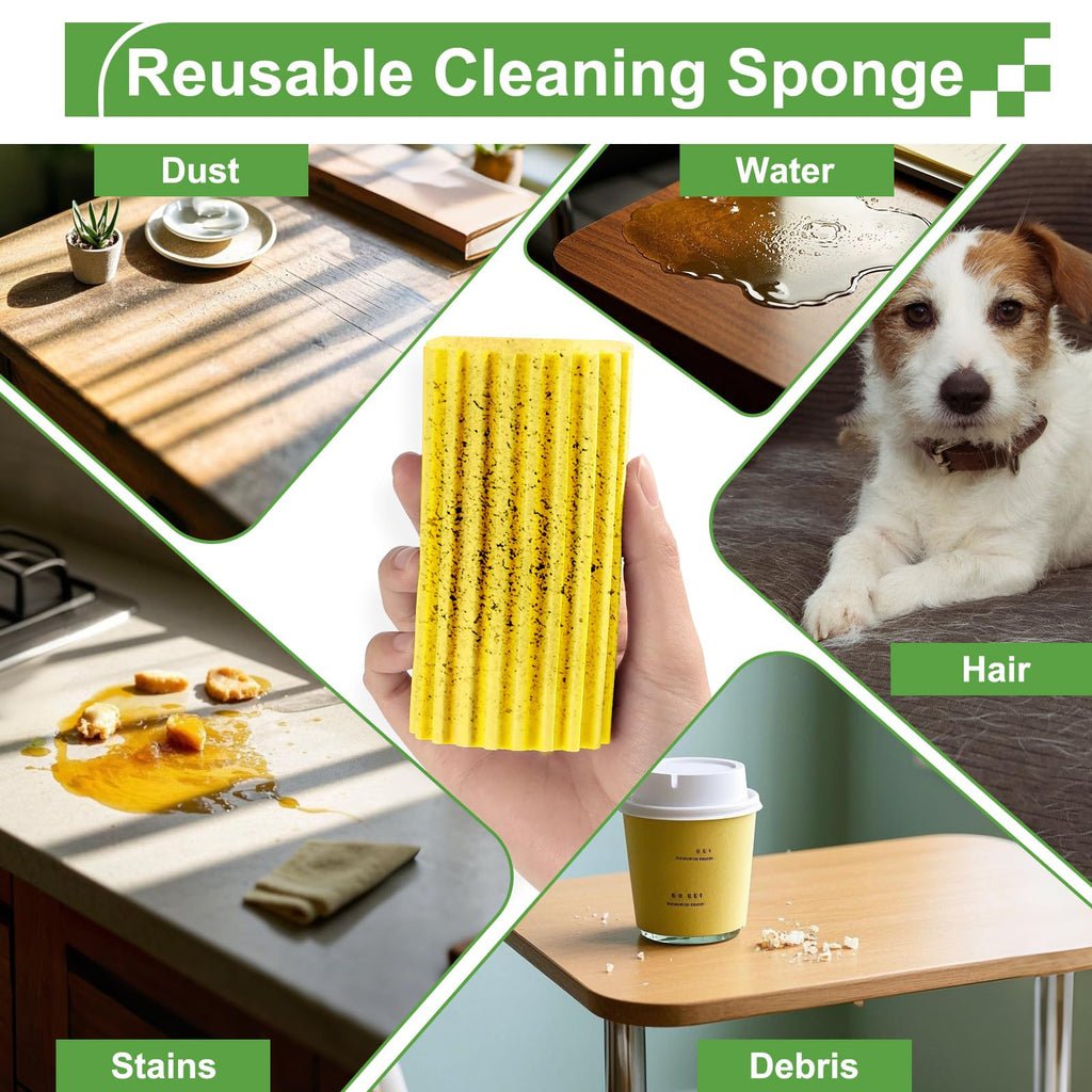 Damp Clean Duster Sponge,4Pcs Dust Sponge for Cleaning,Gray & Yellow