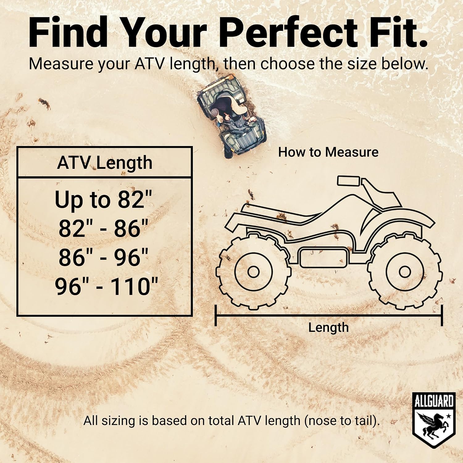 AllGuard Weatherproof Max ATV Cover, Heavy Duty 600D Marine Grade Polyester, Protects from Rain, Snow, Sun, UV & More