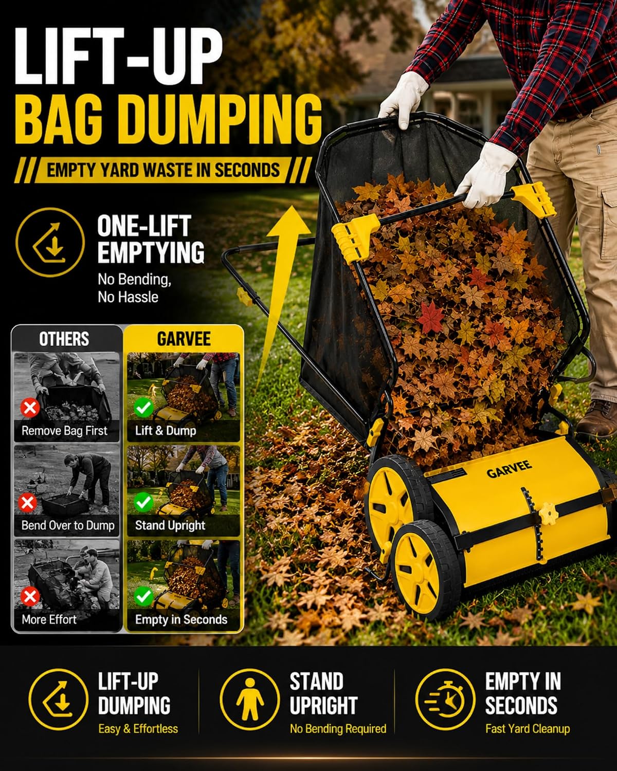 26 Inch Push Lawn Sweeper with 7 Cu. Ft. Large Mesh Collection Bag