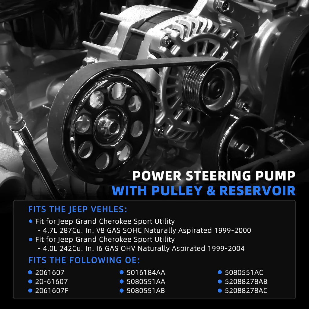 Power Steering Pump w/Reservoir & Pulley for Jeep Grand Cherokee