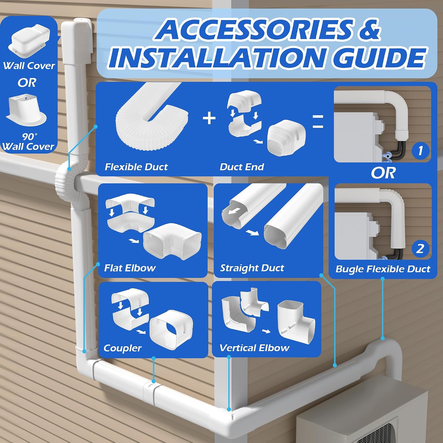 3'' 19 Ft Mini-Split Line Set Cover, AC Pipe Cover Line Hide Lineset Kit | Air Conditioner Mini Split Line Set Cover