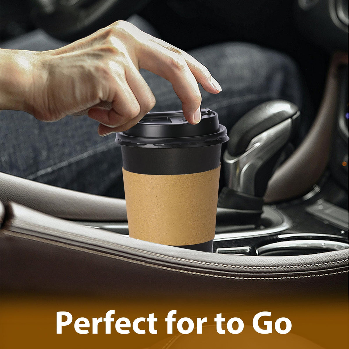 500 Pack 12 oz Disposable Coffee Cups with Lids and Sleeves(Black)