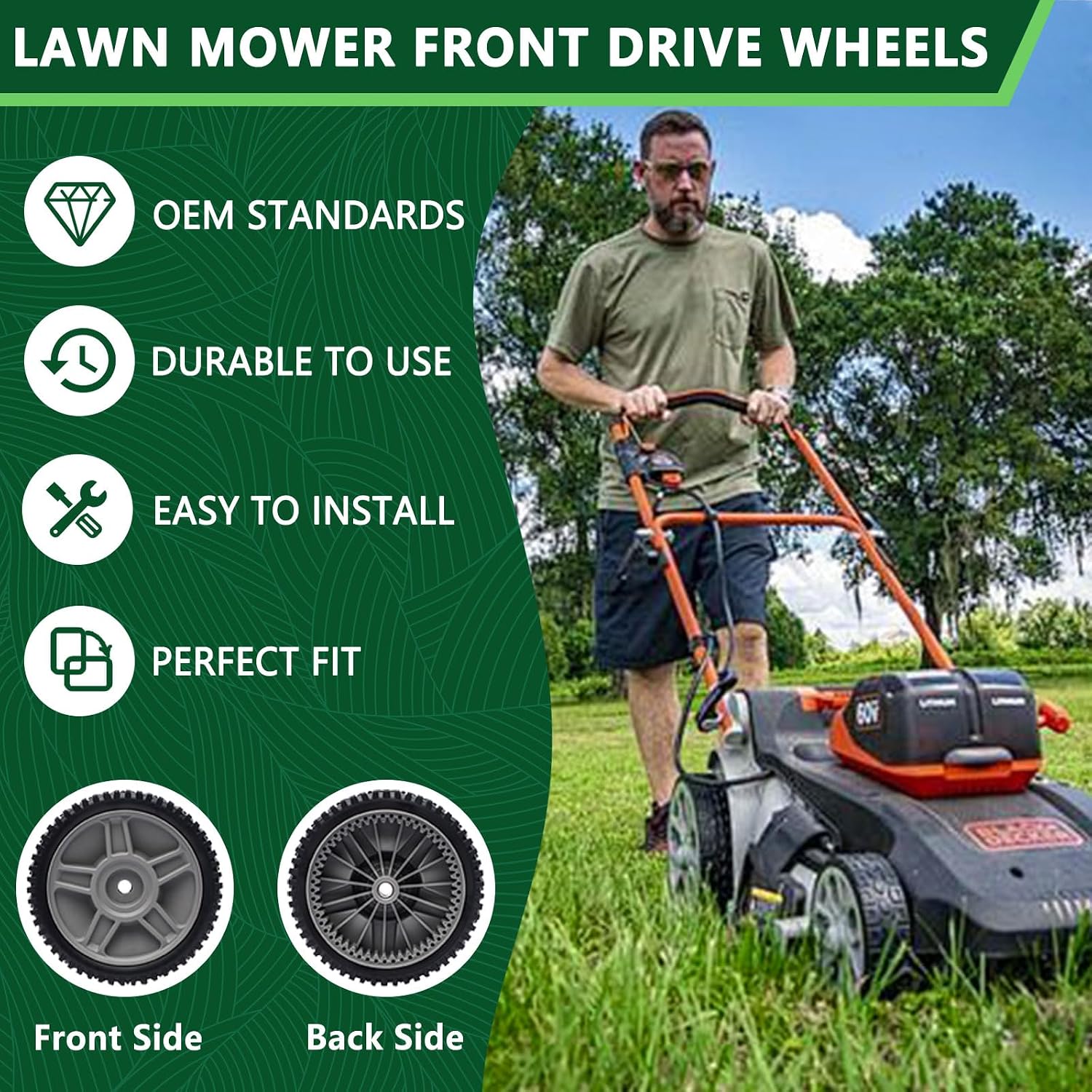 193912X460 Lawn Mower Wheels Fit for Husqvarna Craftsman Poulan Push Mower Front Drive Wheels Mower Replaces