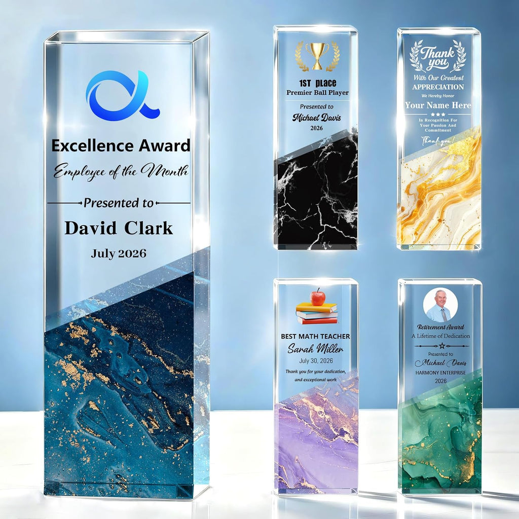 Personalized Crystal Trophy Award - Plaques Personalized Engraved - Coworker Employee Appreciation Gift, Anniversary