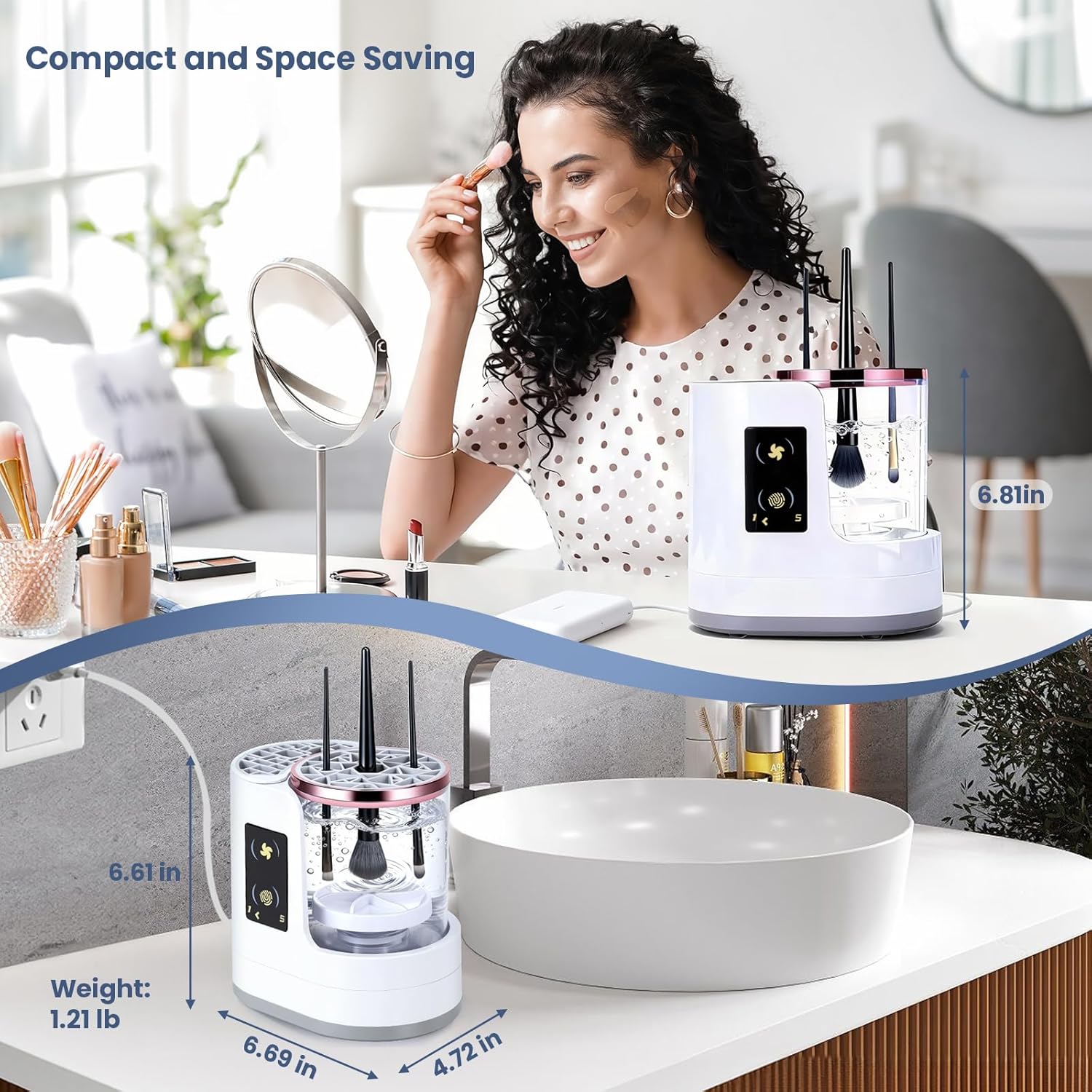 3 IN 1 Electric Makeup Brush Cleaner Machine With Drying Function, Automatic Cleaner Brushes Cleaner, Cosmetic Make