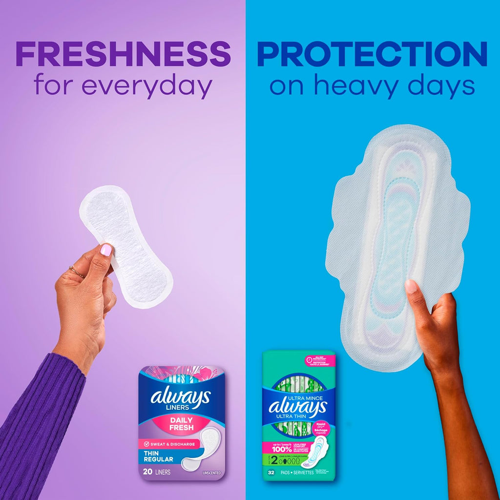 Panty Liners for Women Thin No Feel Protection Daily Liners, Regular, Unscented, 162 Count
