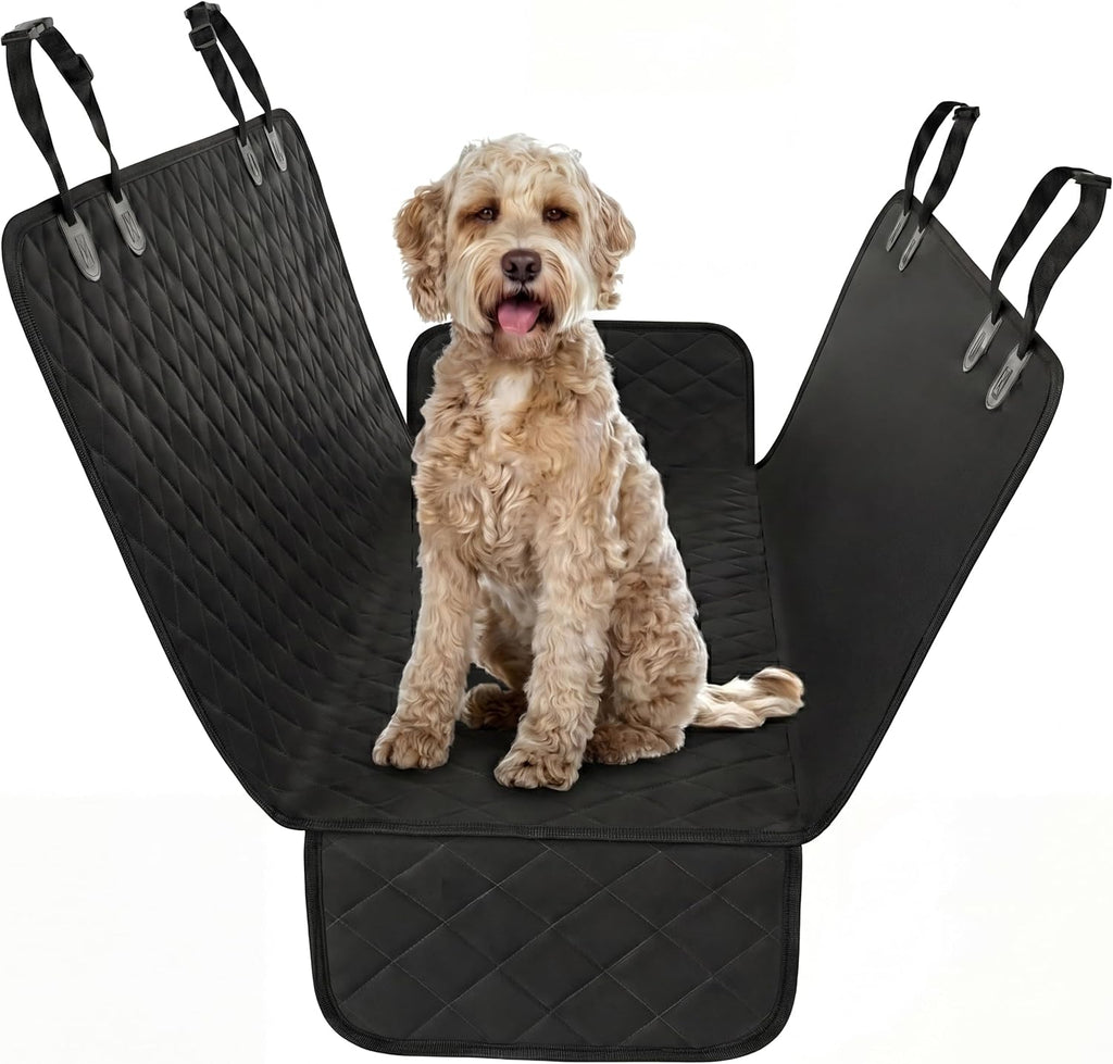 Black Standard Dog Car Hammock Back Seat Cover, Waterproof Backseat Cover Protector for Truck Bench Rear of Sedans or
