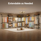 W4 Wall Mounted Clothes Rack, Industrial Pipe Clothing Rack, Black
