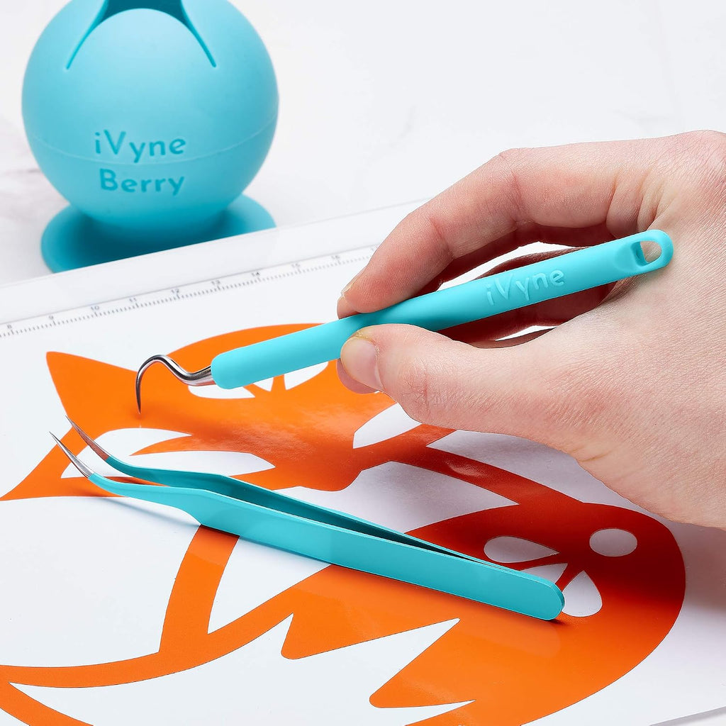 Berry and Silicone Weeding Tools - Suction Vinyl Weeder, Craft Tweezer, Scrap Collector Holder, Storage for Cricut