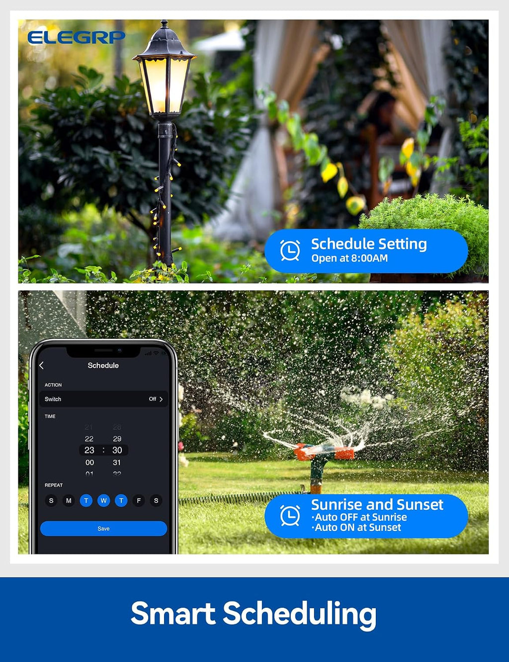 PQR20 Outdoor Smart Plug Waterproof IP66, WiFi Plug with 2 Individually Sockets, Compatible with Alexa & Google