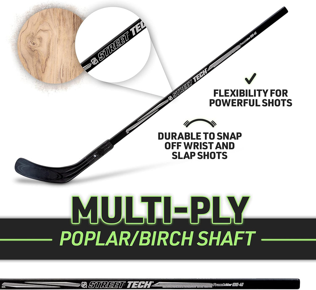 NHL Kids Beginner Street Hockey + Goalie Sticks - Youth + Junior Hockey Sticks - Left + Right Handed
